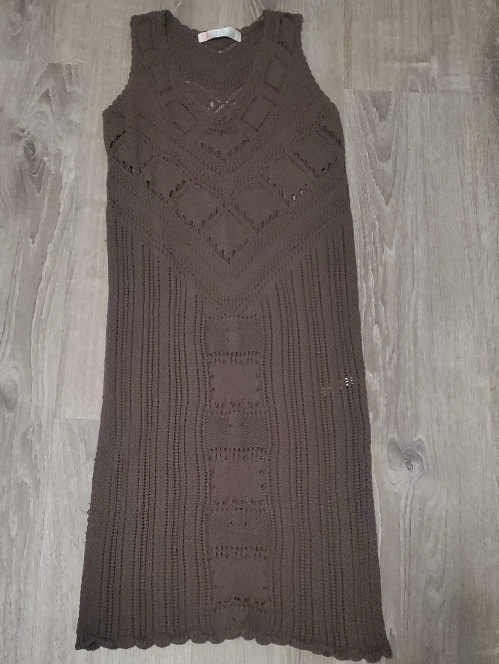 FP Beach Brown Crochet Knit Sleeveless Midi Dress Free People Size XS